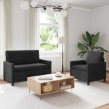 vidaXL Set de canapea 2 pcs Negru Catifea 3417030