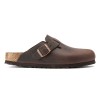 Papuci Birkenstock Boston 0860131 Unisex, Piele Nubuck Uleiata Habana, Marimea 46, Talpa Pluta si Latex, Fabricat in Germania