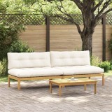 vidaXL Unitate canapea de mijloc Acacia Deschis și Alb Crem 3418152