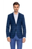 Sacou barbati bleumarin in carouri CTS002