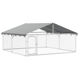 Padoc pentru caini de exterior, cu acoperis, 300x300x150 cm