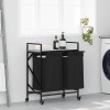 VidaXL Coș de rufe 2 compartimente cu roți sonoma gri 859098
