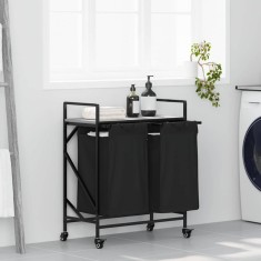 vidaXL Coș de rufe 2 compartimente cu roți sonoma gri 859098