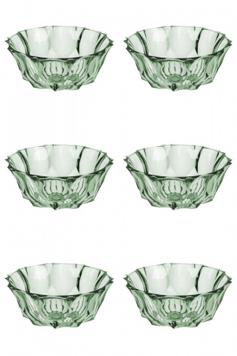 Set boluri, 6 piese, 290 ml, Plastic, Verde