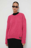 Cumpara ieftin Superdry pulover din amestec de lana femei, culoarea roz, light