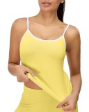 Tricou fără m&acirc;neci pentru femei, lung, cu sutien detașabil și bretele reglabile &ndash; Galben M