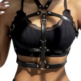 SUBLIM - HARNĂ DE PIELE CU INEL NEGRU MĂRIMEA UNICĂ