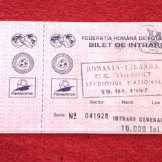 Bilet meci fotbal ROMANIA - IRLANDA 29.04.1997 (meci tineret)