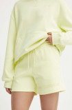 New Balance pantaloni scurti femei, culoarea verde, neted, high waist, WS41550LLT