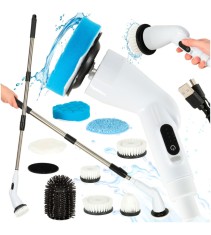 Perie electrica de curatat multifunctionala cu 9 capete, maner reglabil