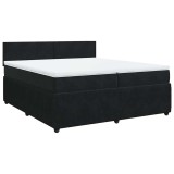 Cumpara ieftin Pat box spring cu saltea, negru, 200x200 cm, catifea