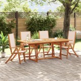 vidaXL Set mobilier de grădină, 5 piese, lemn masiv acacia/textilenă