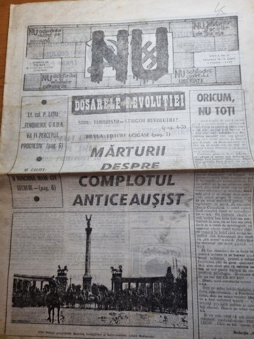 ziarul NU 24-31 august 1990-dosarele revolutiei