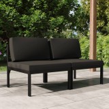 VidaXL Canapea de grădină cu 2 locuri, cu perne, antracit, aluminiu