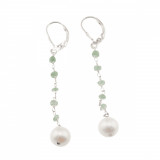 Cercei cu agatatoare smarald lucrat manual si perle de cultura cu argint 925, Stonemania Bijou