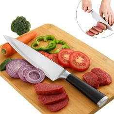 Cutit de bucatarie, 20 cm, lama din otel inoxidabil, 56&plusmn;HRC, taiere precisa si rezistenta indelungata, maner antiderapant Soft-Touch