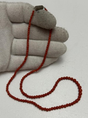 COLIER CORAL - Natural - Rosu - Bilute - 50cm - Vintage ! foto