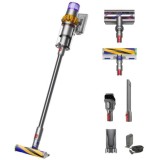 Aspirator vertical Dyson V15 Detect Absolute 2023 cu iluminare , 660 W, ecran LCD, 0.77l, autonomie 60 min, galben/nichel