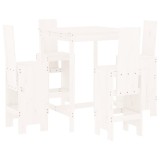 Set de bar pentru gradina, 5 piese, alb, lemn masiv de pin