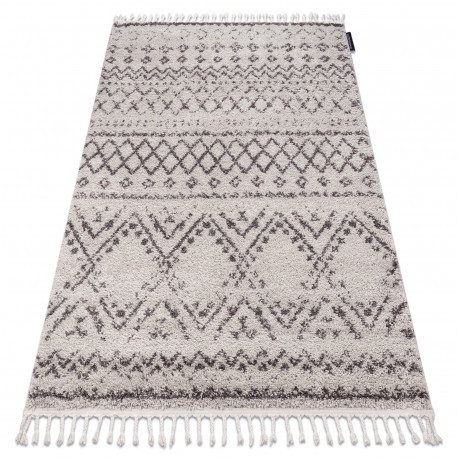 Covor Berber Rabat G0526 cremă si maro Franjuri shaggy pletos, 60x300 cm