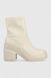 Tommy Jeans botine Tommy Jeans Heeled Boot femei, culoarea bej, cu toc drept