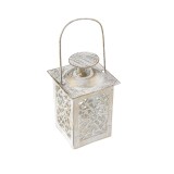Felinar decorativ din metal, Suspendabil, Mini, Alb/Auriu, 6x12.5 cm, ATU-089111, Oem
