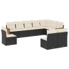 Set canapele de gradina cu perne, 10 piese, negru, poliratan