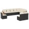 Set canapele de gradina cu perne, 10 piese, negru, poliratan
