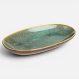 Platou oval din ceramica verde pentru aperitive, 14,5x8,5 cm, CMCLASS