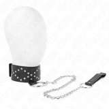 KINK - NECKLACE 65 CM WITH LEASH WITH SILVER STUDS MODEL 3 ADJUSTABLE 36-43 CM X 5 CM, KINK COLLAR &amp; GAG