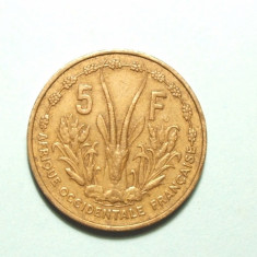 AFRICA OCCIDENTALA 5 FRANCI 1956 MONEDA EXOTICA SI ISTORICA