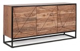 Cumpara ieftin Comoda 3 usi din lemn maro si cadru din fier Egon 120 cm x 45 cm x 85 h