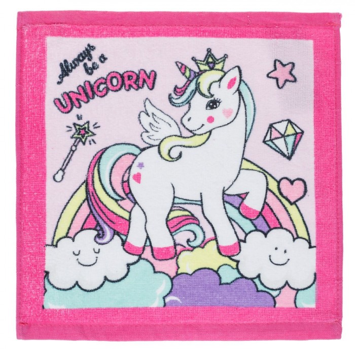 Prosop Bumbac Unicorn, Roz, 30x30 cm