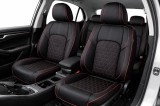 Cumpara ieftin Set Huse Auto universale luxoase din piele ecologica, Negru-Rosu pentru scaunele din fata si din spate