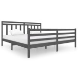 Cumpara ieftin Cadru de pat, gri , 200x200 cm, lemn masiv