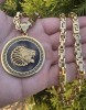 Lant Barbati Inox 316L Placat Aur Versace, Medalion Leu Negru, 55cm, Luxury