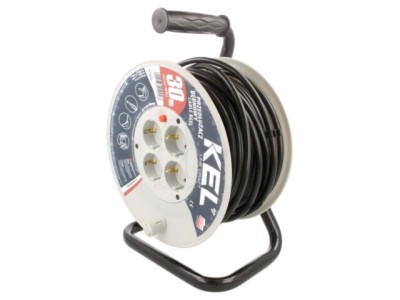 Prelungitor alimentare 3x1,5mm2 KEL cu 4 prize bobinat PVC negru foto