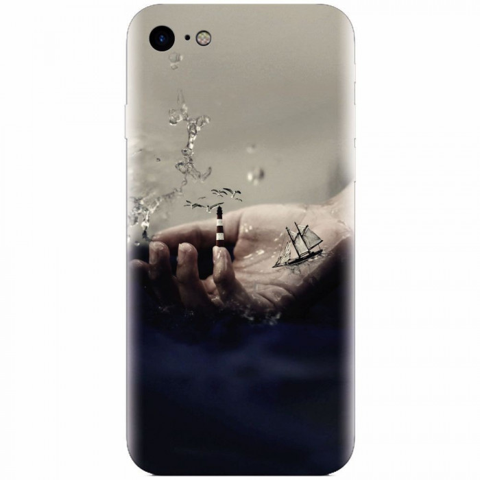 Husa silicon pentru Apple Iphone 7, 3D Hand Ocean Render