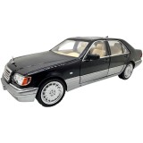Macheta Mercedes-Benz W140 S320 Clasa S negru 1:24 metal cu lumini, sunete usi capota si portbagaj deschise