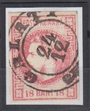 ROMANIA 1868 LP 24 REGELE CAROL I CU FAVORITI 18 BANI ROSU STAMPILAT GALATI