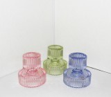 Sfeșnic decorativ din sticlă temperată cu utilizare dublă (2-&icirc;n-1), pentru lum&acirc;nări sau pastile - set 3 buc. - marcă &icirc;nregistrată ICA Seden AB