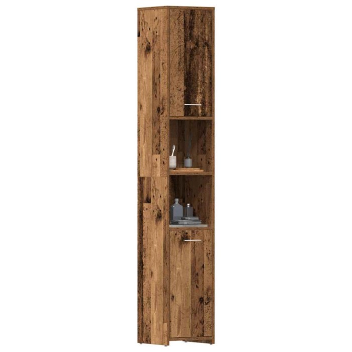 vidaXL Dulap de baie, Lemn vechi, 30x30x183,5 cm, PAL 859393