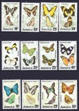 DB1 Fauna Fluturi Jamaica 1975 - 77 - 78 12 v. MNH