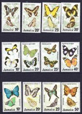 DB1 Fauna Fluturi Jamaica 1975 - 77 - 78 12 v. MNH