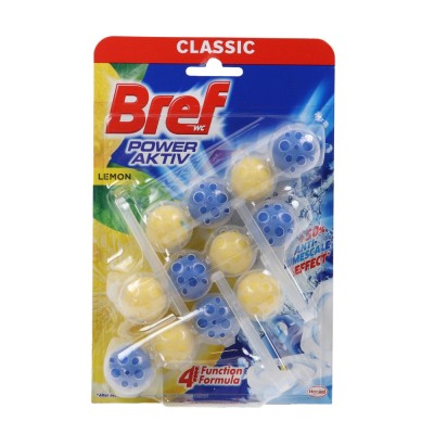 Odorizant wc baie Bref Power Aktiv Lemon, 3 x 50 g foto