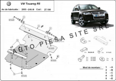 Scut metalic motor VW Touareg R5 3.2 V6 / 2.5 TDI / 3.0 TDI fabricat in perioada 2003 - 2010 APS-27,190 foto