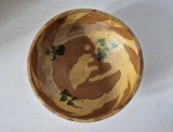 Stracina veche taranasca lut ars decorata prin stropire ceramica traditionala romaneasca autentica bol rustic colectie diametru 20cm inaltime 8cm