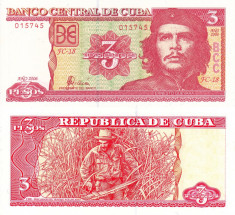 CUBA 3 pesos 2006 UNC!!! foto