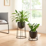 Set 2 buc suport plante marimi diferite Nesseby metal negru [en.casa] HausGarden Leisure, [en.casa]