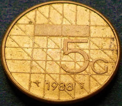 Moneda 5 GULDENI - OLANDA, anul 1988 *cod 3647 foto